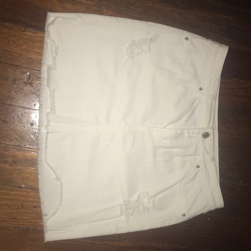 White Denim Mini Skirt
